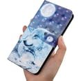 thumbnail image 4 of Samsung Galaxy A52 Wallet Case for Women, Premium PU Leather Prints Flip Cute Cover with Card Holder & Kickstand Feature Phone Case for Samsung Galaxy A52 Wolf Under Moon, 4 of 14