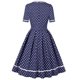 thumbnail image 3 of Vestido de Verano de Manga Corta para las Mujeres de Moda Sólida de Ocio de Tres Cuartos de Manga Cuello de Vuelta, Ligero, 3 of 8