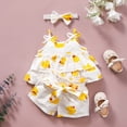 thumbnail image 2 of Kaprioy Girls Summer Clothes Outfits For Girls Toddler Sleeveless Cartoon Duck Prints Ruffles Vest Tops T Shirt Shorts Outfits Girls Summer Clothes, 2 of 6