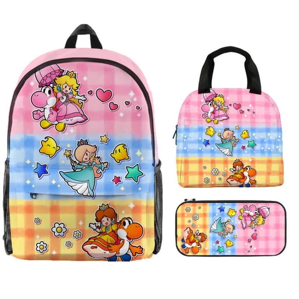 Mochila Mario bros bolsa de almuerzo estuche de lápices Anime mercancía escuela primaria estudiante mochila de dibujos animados bolsa de hielo bolsa de comida mochila para niños