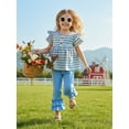 thumbnail image 5 of Loicainy Toddler Baby Girls Summer Outfits 6 12 18 24 Months 2T 3T 4T Ruffle Short Sleeve Crew Neck Striped Babydoll Tops and Elastic Waist Pants Clothes Set, 5 of 9