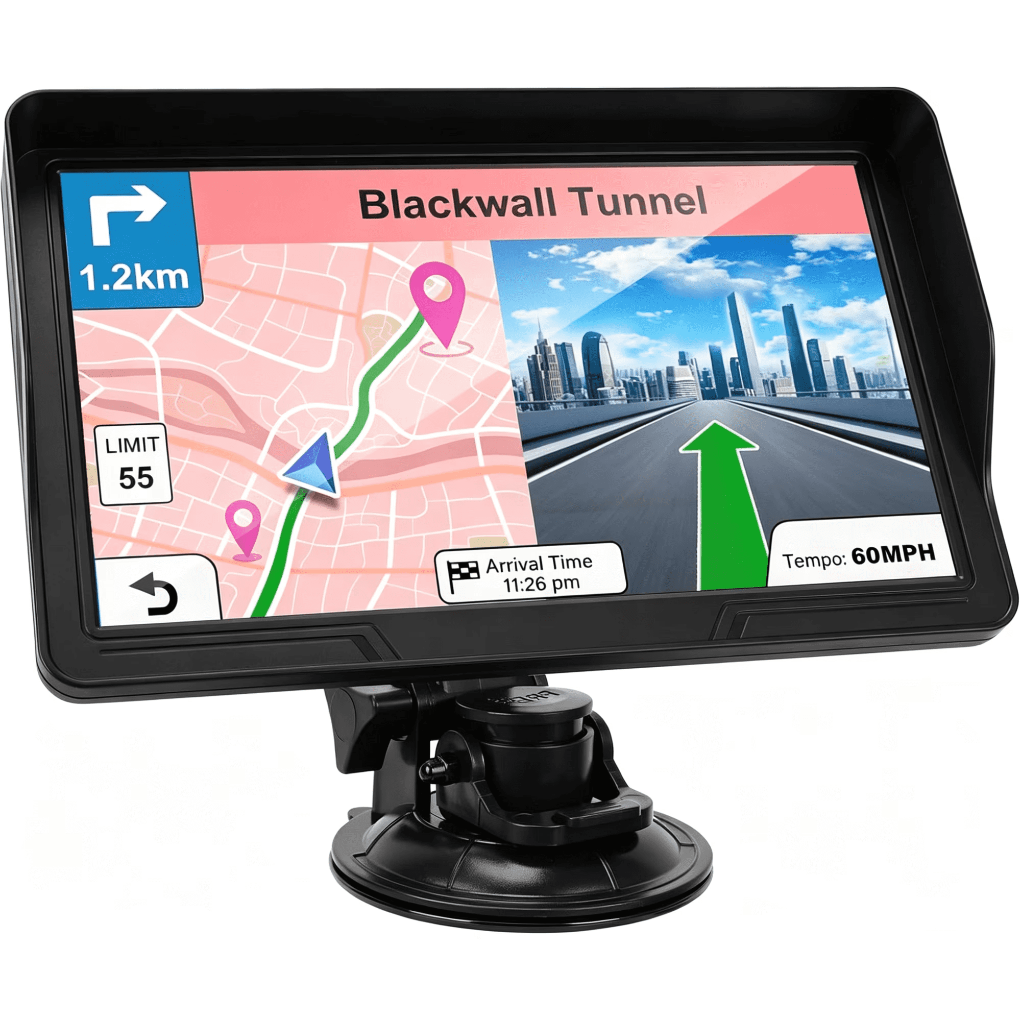 GPS Navigator for Car Truck RV, 9-Inch HD Touchscreen GPS for Car with 2026 Maps Free Lifetime Updates, Voice Turn-by-Turn Guidance, Speed & Red Light Camera Alerts, Custom Truck Routing