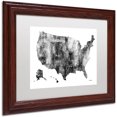 thumbnail image 2 of Trademark Fine Art "USA Map BG-1" Canvas Art by Marlene Watson, White Matte, Wood Frame, 2 of 4