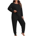 thumbnail image 2 of CAZOFW Women Pajamas,Plus Size 2 Piece Long Sleeve Top,Long Pant,Soft Loose Loungewear Sleep Pjs Sizes XL-5X, 2 of 6