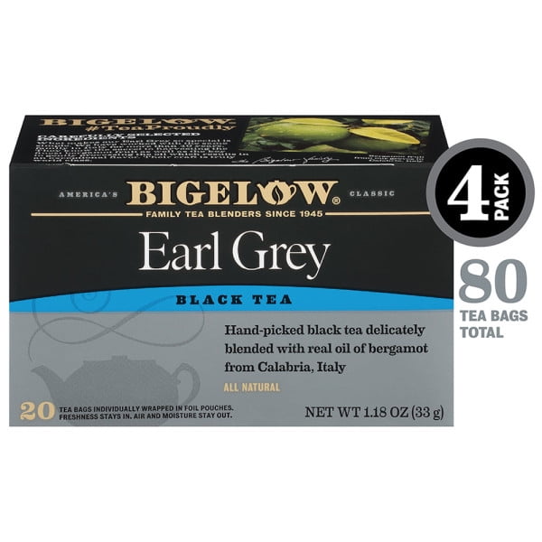 Bigelow Earl Grey Black Tea, Tea Bags, 20 Ct (4 Boxes)
