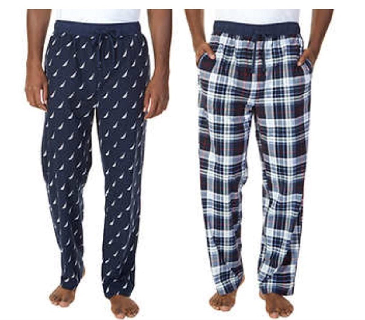 Nautica Mens 2 Pack Fleece Sleepwear Pants (Wisp White (10K), Medium ...