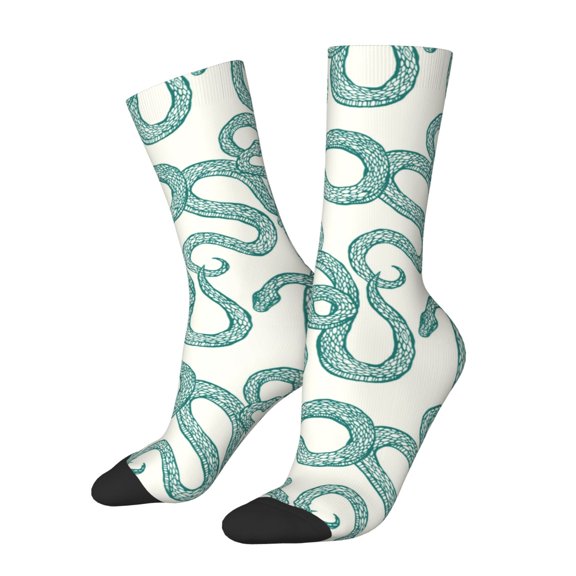 Fuzoiu Hand Drawn Snake Print Athletic Crew Socks for Men & Women,Casual Crew Socks,Above Ankle Crew Socks for Business, Casual