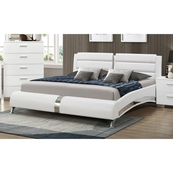 Coaster Felicity King Faux Leather Bed in White