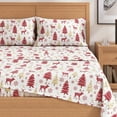 thumbnail image 2 of Great Bay Home Lodge Flannel Sheet Set - 100% Turkish Cotton - Double Brushed - Full, Red Deer, Trees, & Snow, 2 of 6