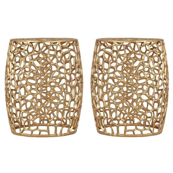 Home Square Furniture Solid Gold Aluminum End Table - Set of 2