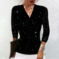thumbnail image 2 of Women's Sparkly Dressy T-Shirts, Long Sleeve V-Neck Elegant Tunic Tops Prom Party Fashion Glitter Outfits, 2 of 6