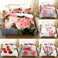 thumbnail image 2 of Bed Double Single Full Pillowcase with Cover Quilt Flower Pink Size King Set Cover Duvet 3pcs Set Bedding Carnation, 2 of 7