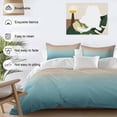 thumbnail image 3 of 3 Piece Navy Blue Brown Ombre Duvet Cover Set Full Size,Microfiber Comforter/Quilt Cover with Corner Ties and 2 Pillowcases,Teal Gradient Color Modern Abstract Art Soft Bedding with Zipper Closure, 3 of 8