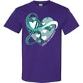 thumbnail image 3 of Inktastic Cervical Cancer Awareness Teal and White Ribbon Around Heart T-Shirt, 3 of 5