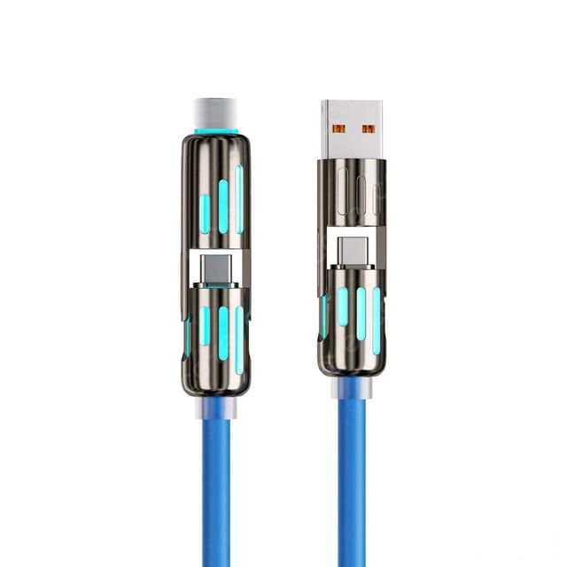 Cargador 4 en 1 Cargador 4 en 1 USB con carga rápida USB C con micro USB de transporte Max 240w 240 Cable cargador con luz de respiración