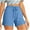 Blue, variant on HAOTAGS Shorts for Women, Tie Belt Solid Color Elastic Waist Pocket Casual Shorts Pink S