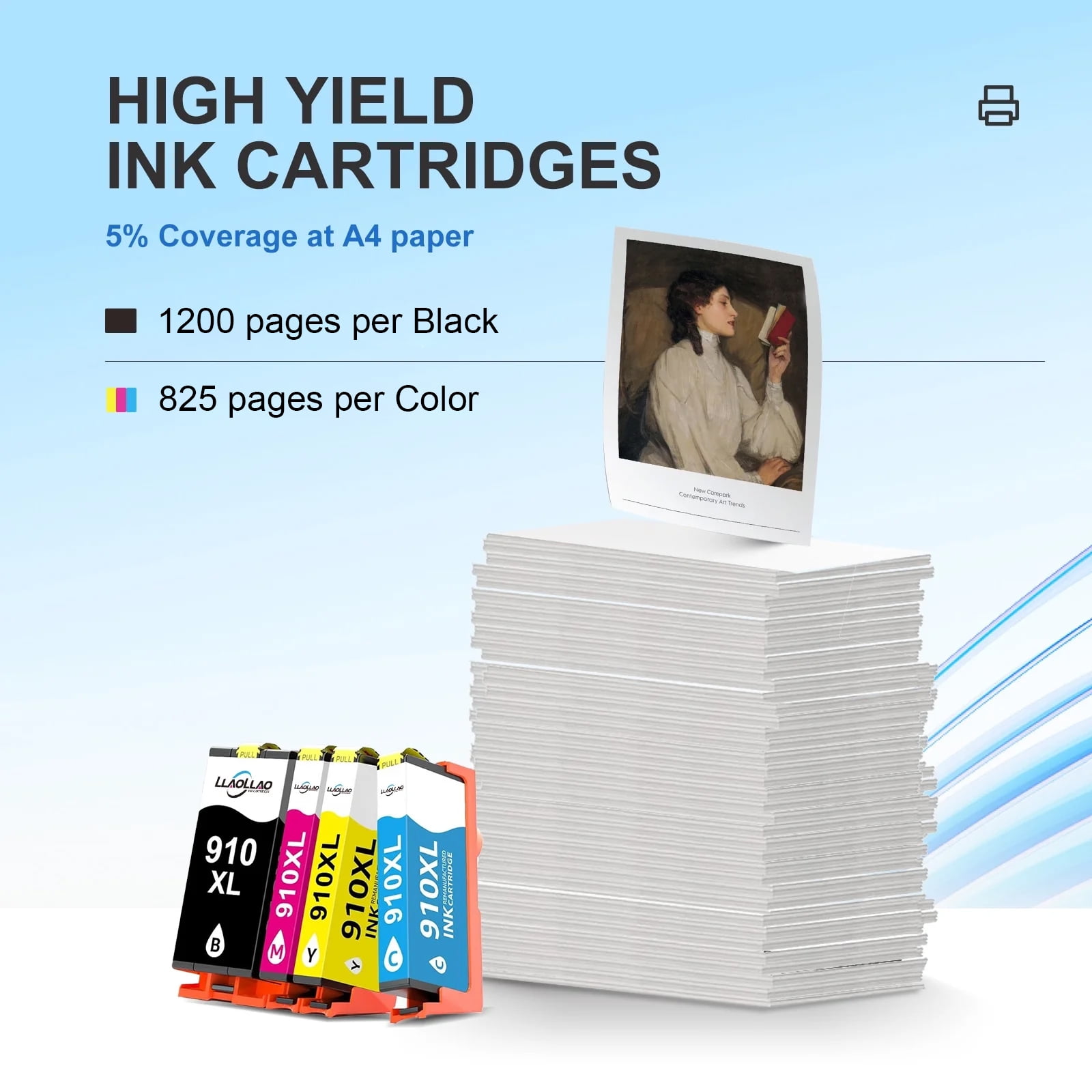 910XL Ink Cartridge Compatible for HP 910 Ink Cartridge HP 910XL for HP OfficeJet Pro 8020 8025 8028 8035 8030 8010 8015 8018 8022 Printer (4 Pack)
