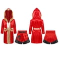 thumbnail image 1 of Raenseen Boys Boxing Outfits Metallic Satin Robe with Shorts Boxer Party Red&Black 16, 1 of 6