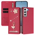 thumbnail image 3 of Leather For Samsung Galaxy S22 5G Case 【RFID Blocking】Ballet Girl Flip Wallet Leather Case With Card Holder Magnetic Closure  Phone Cases Cover,Red,For Galaxy S22 (5G), 3 of 8
