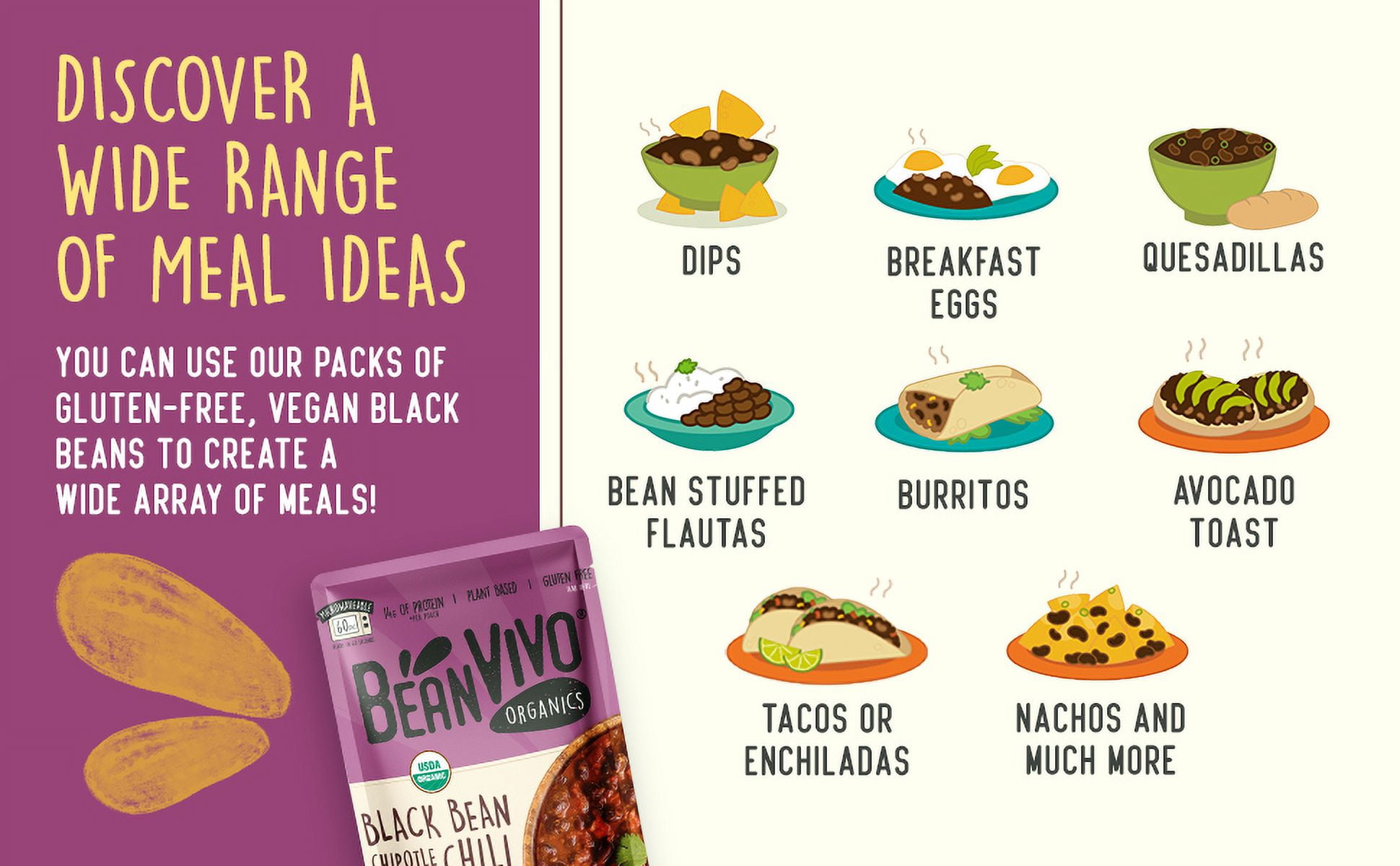 (3 pack) BeanVIVO Organic Black Bean Chipotle Chili, 10 oz. Pouch