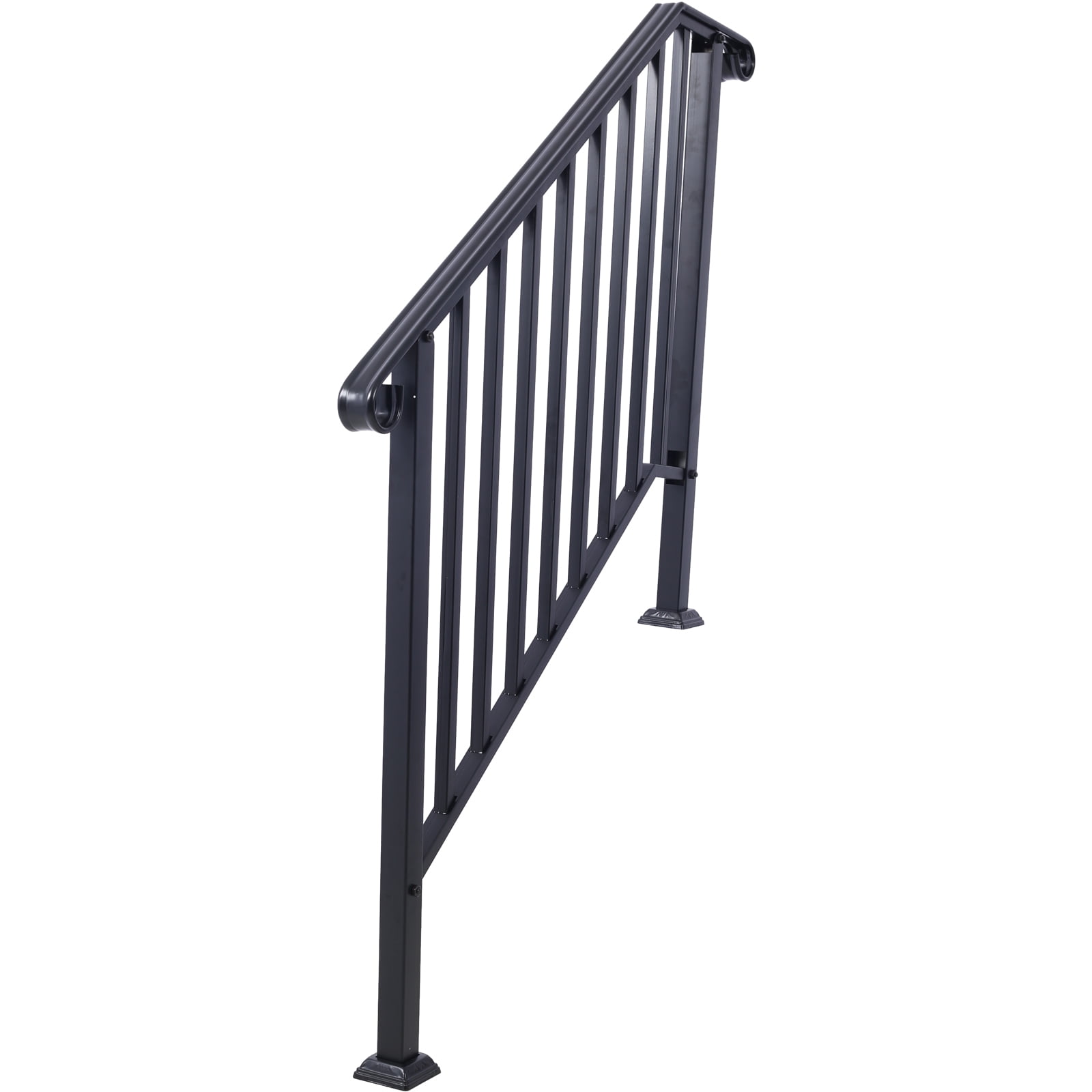 Picket Wrought Iron Handrail, 3-Step, Powder Coated, Rustproof, Versatile Application