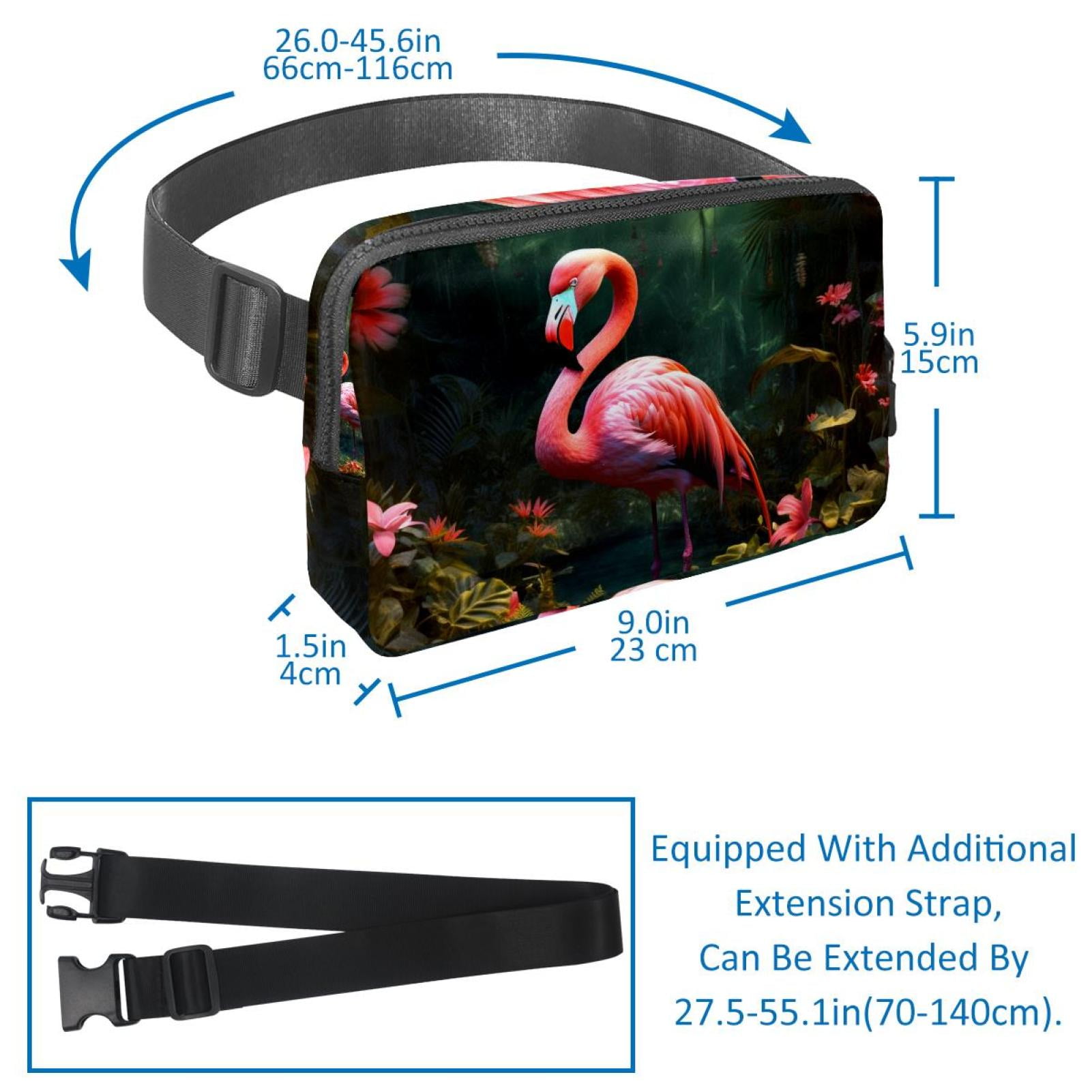 Flamingo Lightweight Adjustable Waist Bag with Extension Strap - Unisex Fanny Pack