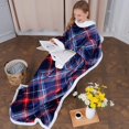 thumbnail image 1 of Winthome Wearable Blanket with Sleeves,Extra Large Sherpa Blanket TV Throw Blanket Blue Machine Washable Full Body Cozy Lightweight for Adult Women Men, 1 of 10