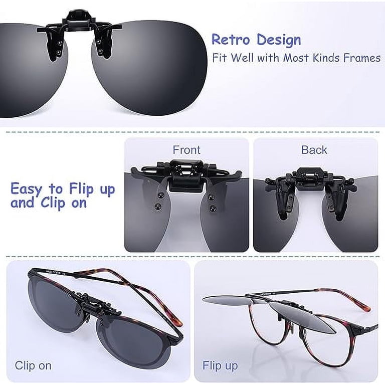 Polarized Clip on Flip up Plastic Sunglasses Driving Fishing 