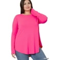 thumbnail image 4 of Zenana Plus Size Relaxed Fit Long Sleeve Round Neck & Hem Jersey Tee Shirt Top, 4 of 4