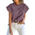 thumbnail image 3 of Women Summer Cap Sleeve Tank Top Crew Neck Solid Casual Basic Tee Shirt, 3 of 6