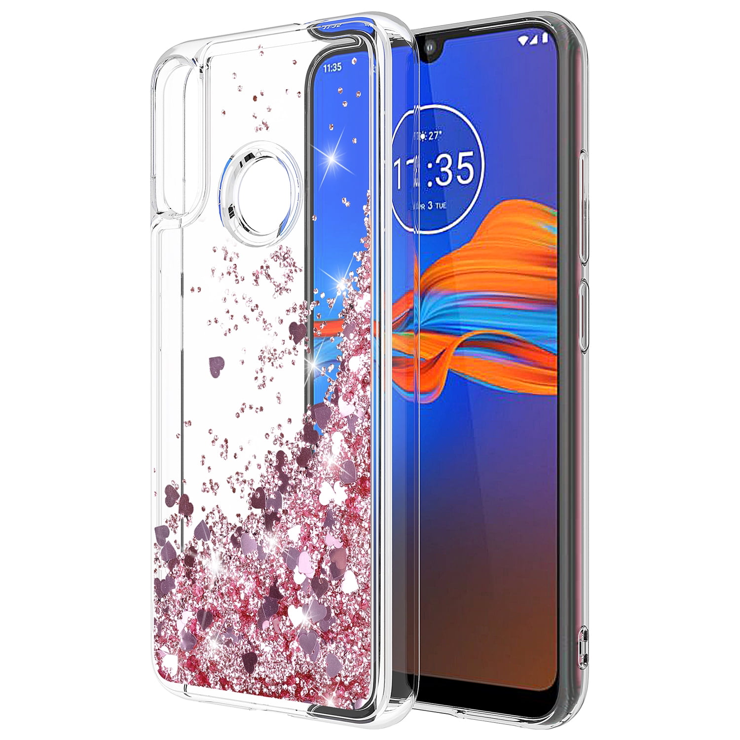 Moto E6 Plus Case, Kaesar Quicksand Flowing Liquid Floating Ultra Thin