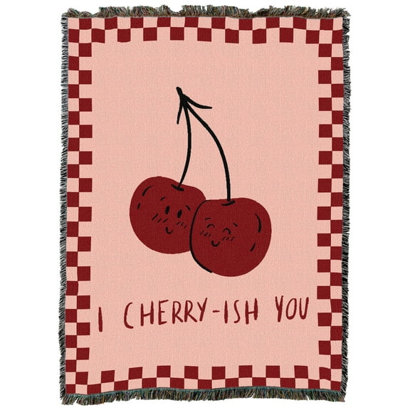 Pure Country Weavers Cherry-ish You Tapestry Throw Blanket Woven from Cotton - Made in The USA (54x72)