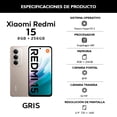 thumbnail image 4 of Smartphone Xiaomi Redmi 15 8+256 Gris Desbloqueado, 4 of 6