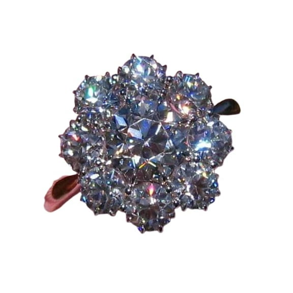 HeartsAndYou Floral Cluster Halo Engagement Ring for Women 2.9ct Round Cut Moissanite 18k Dual Gold over Silver