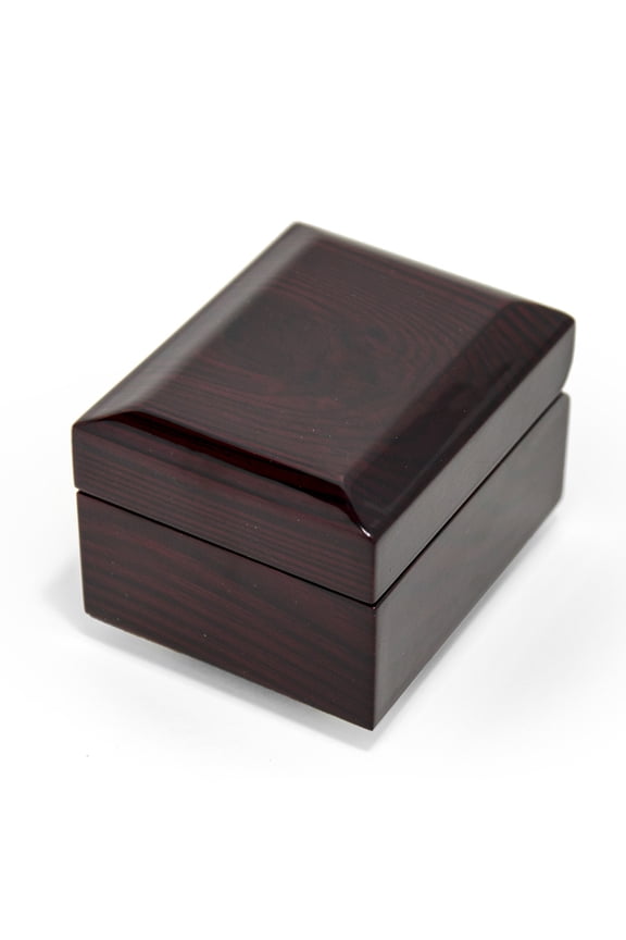 Perfect Little 18 Note Musical Box W. Dark Glossy Wooden Finish - Silver Bells