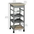 thumbnail image 3 of HOMCOM Kitchen Island Cart with Drawer, Removable Tray and Wire Basket, 3 of 10