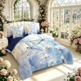 thumbnail image 2 of Erosebridal Vintage Dragonfly 7-Piece Twin Bedding,Elegant Flower Bedding Comforter Set,White Blue,Navy Blue Reversible, 2 of 7