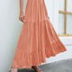thumbnail image 3 of Vestido Casual para Mujer Verano Correa De Espagueti Ajustable Escalonado Sin Espalda Volantes Recortados Sueltos （Naranja）,L, 3 of 5