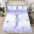 thumbnail image 2 of Homewish Bling Bowknot Monogrammed Twin Sheet Sets, Purple Initial J Letter Twin Fitted Sheet, Dreamy Princess Style Flat Sheet, Lightweight Room Decor, 3pcs, 2 of 7