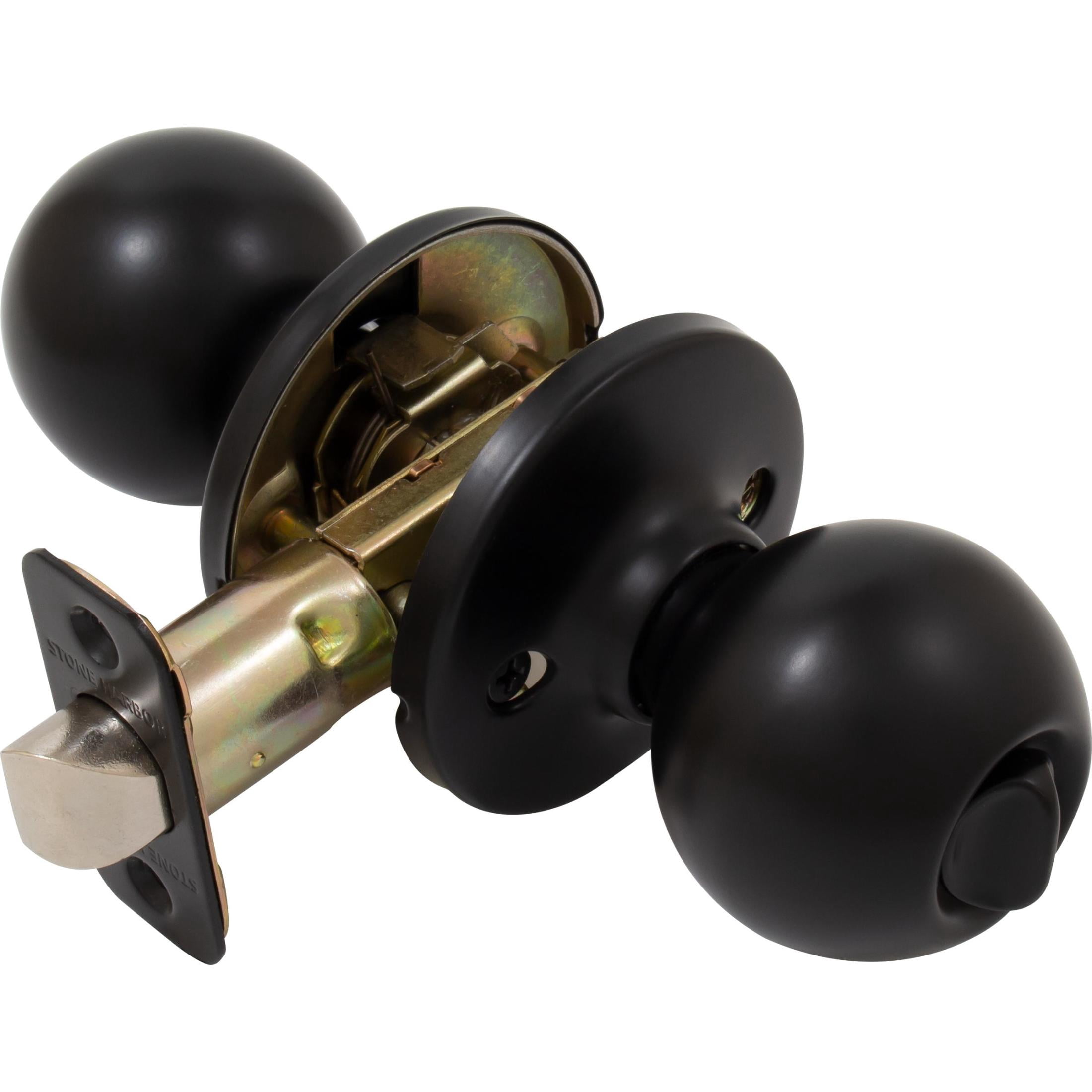 Stone Harbor Hardware Ball Door Knob, Privacy (Bed/Bath) Function, Matte Black