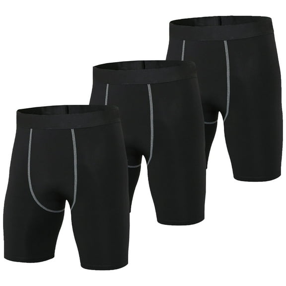 YUSHOW Mens Compression Shorts Athletic Gym Shorts Cool Dry Workout Underwear 3 Pack Size L