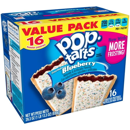 - (8 Pack) Kellogg's Pop-Tarts Breakfast Toaster Pastries, Frosted Blueberry Flavored, Value Pack, 29.3 oz 16 Ct