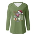 thumbnail image 3 of Womens Christmas Long Sleeve Shirt Funny Xmas Doodles Graphic Tee Long Sleeve V-Neck Holiday Family Party Matching Tops, 3 of 3