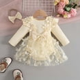 thumbnail image 2 of Staki Preemie Newborn Baby Girl Lace Romper Infant Fall Winter Flower Tulle Dress Party Gifts Newborn Photography Outfits 0-18M,0-3 Months, 2 of 7