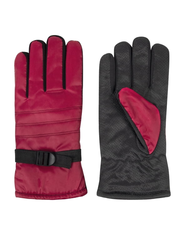1 Pair of Adult One Size Insulated Waterproof Windproof Cold Winter Weather Gloves for Snow, Wind, Rain, Hail, Freezing Temperatures and Harsh Climates in Red