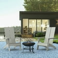thumbnail image 2 of Flash Furniture Sawyer Set of 2 Gray Modern Sawyer Commercial All-Weather 2-Slat Poly Resin Adirondack Chairs with 22" Round Wood Burning Fire Pit, 2 of 15