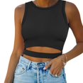 thumbnail image 4 of Toimothcn Tank Top For Women Summer Solid Color Crop Tops Sleeveless Racerback Crew Neck Stretchy Tank Top Suitable For Outdoor Activities, 4 of 8