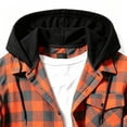 thumbnail image 6 of Hoodies For Men Plaid Long Sleeve Button Down Flannel Shirt Fall Fashion Outdoor Casual Big and Tall Hooded Shirt Orange L, 6 of 10