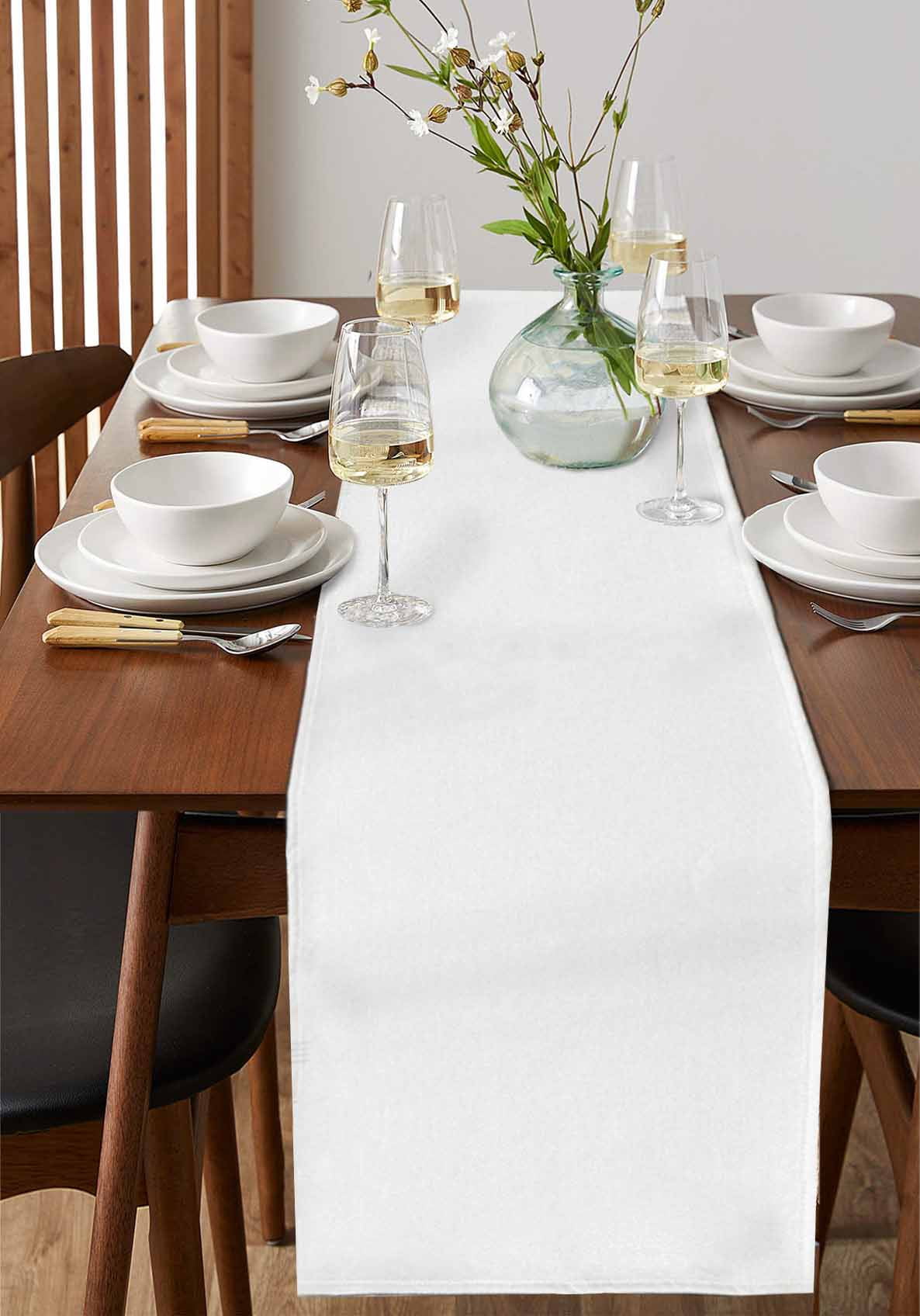 nqOlkjepod White Table Runner 90 Inches Long Farmhouse Dress Scarves, Pure White Solid Color Simple Minimalism Art Dining Tablerunner for Coffee Table/Kitchen Island/Party Décor, 13" x 90"