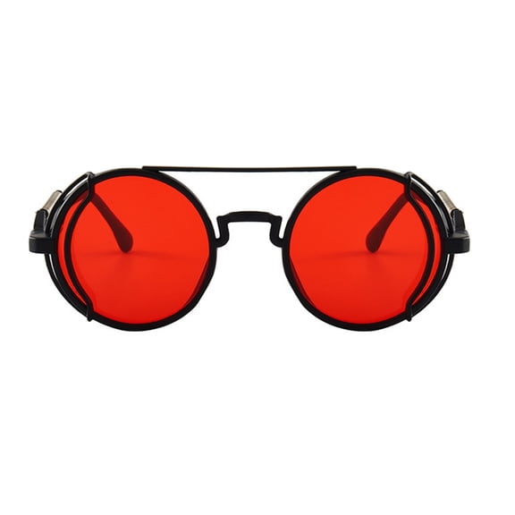 Frame Polarized Sunglasses Vintage Steampunk Round Glasses Colored Lenses Outdoor Eyewear for Men Women